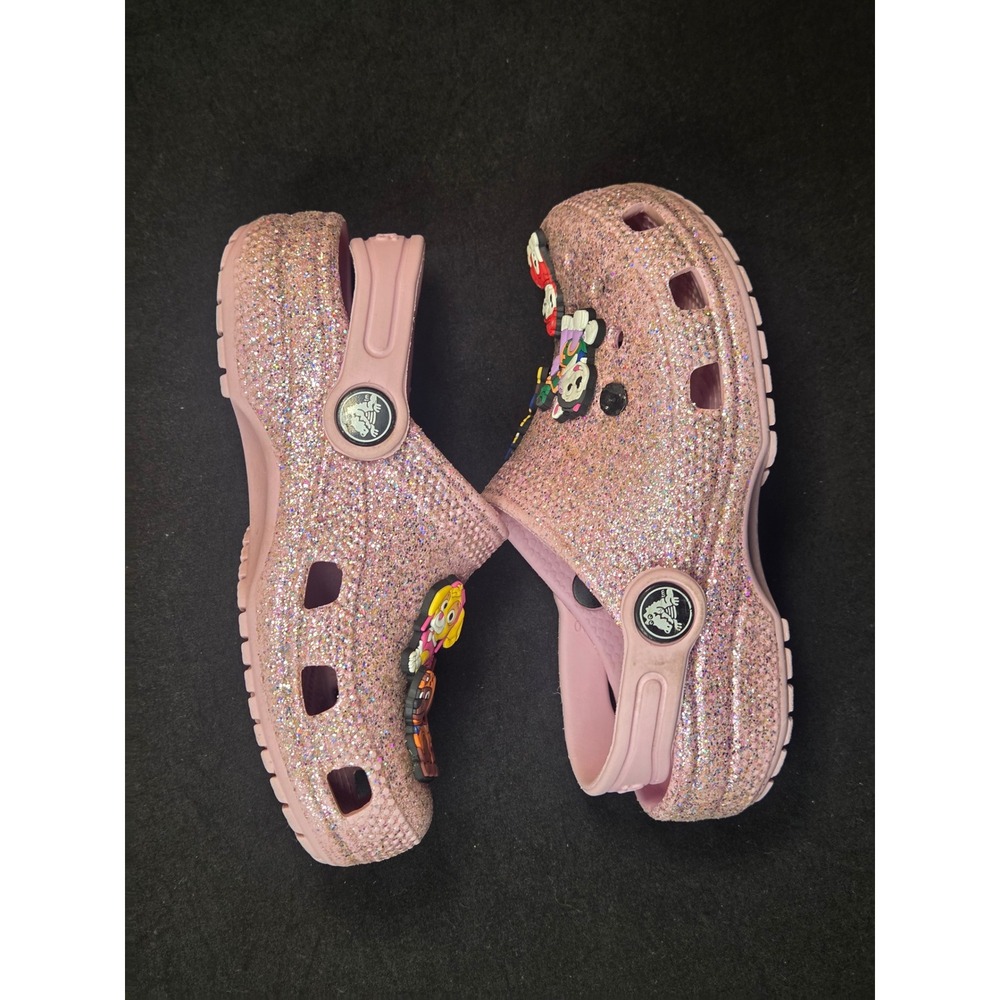 Crocs Kids Purple Glitter Paw Patrol Charms Clogs Size C10 Sparkly Shoes
